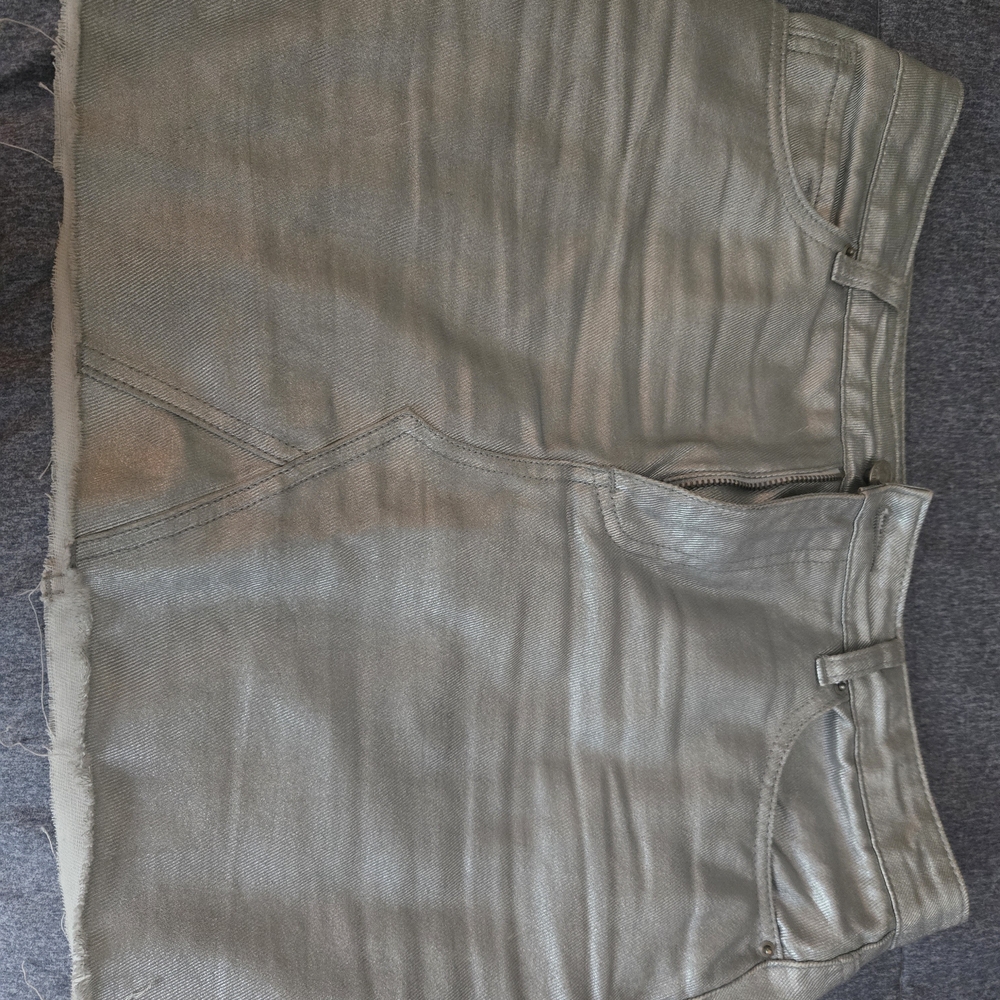 Forever 21 Silver Metallic Denim Mini Skirt